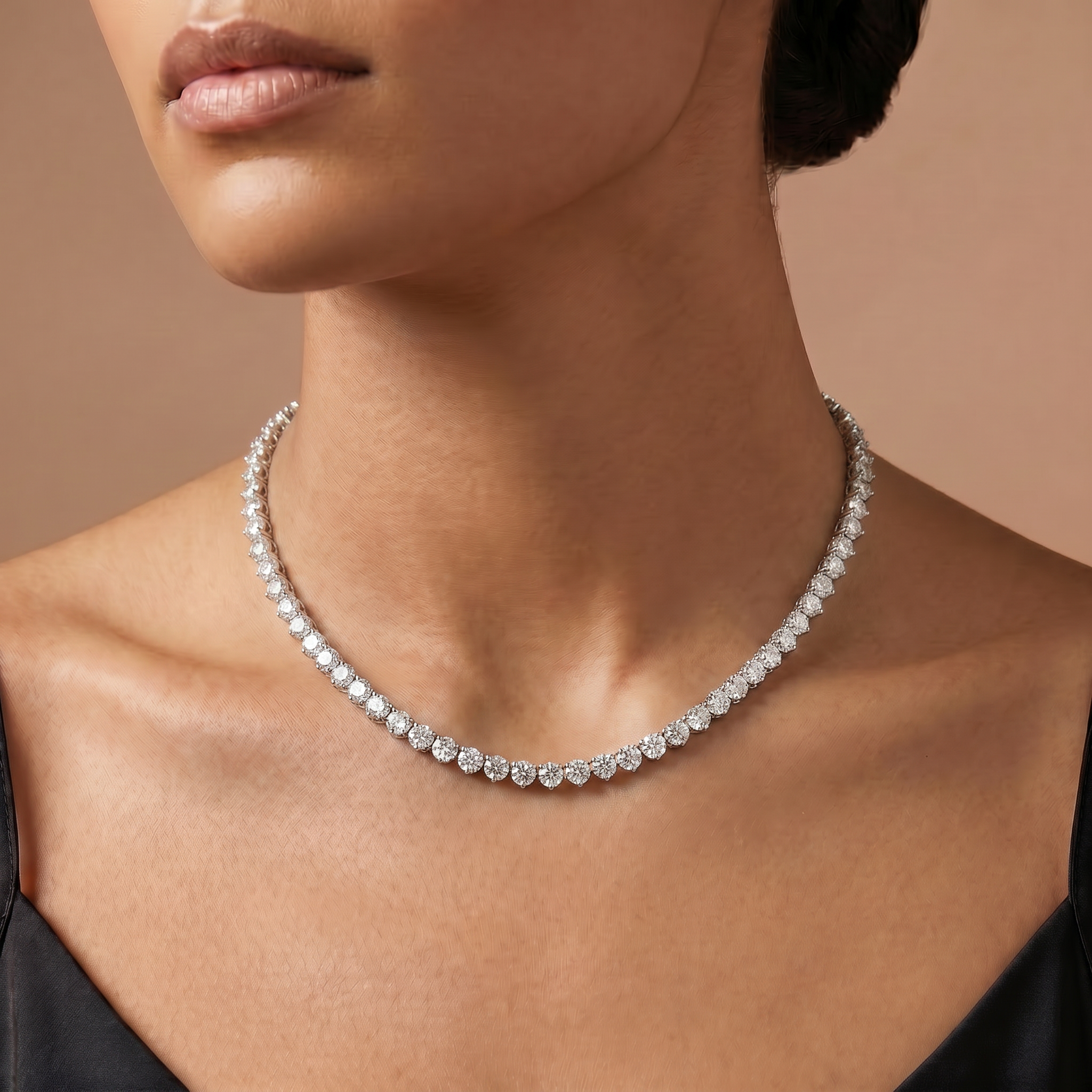 Three Prong Riviera Diamond Necklace