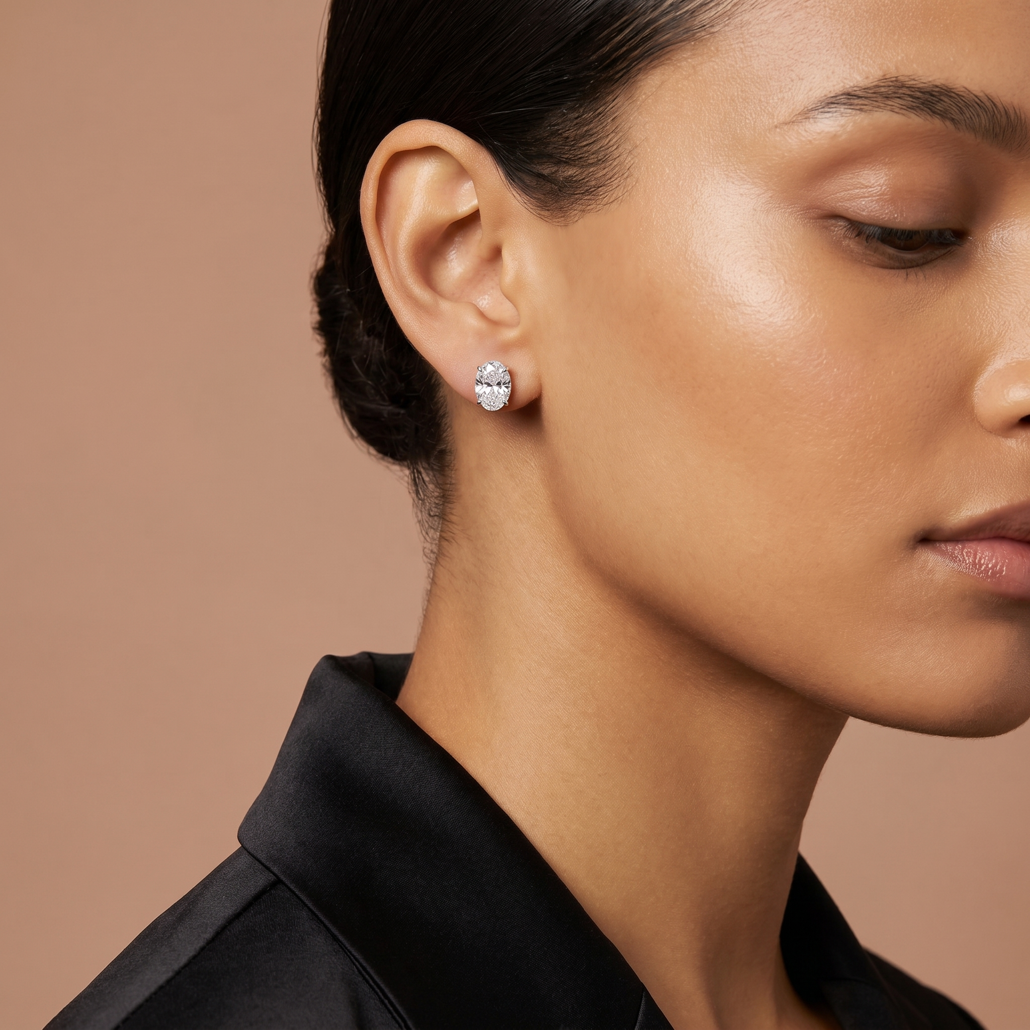 Yellow Gold Oval Diamond Studs