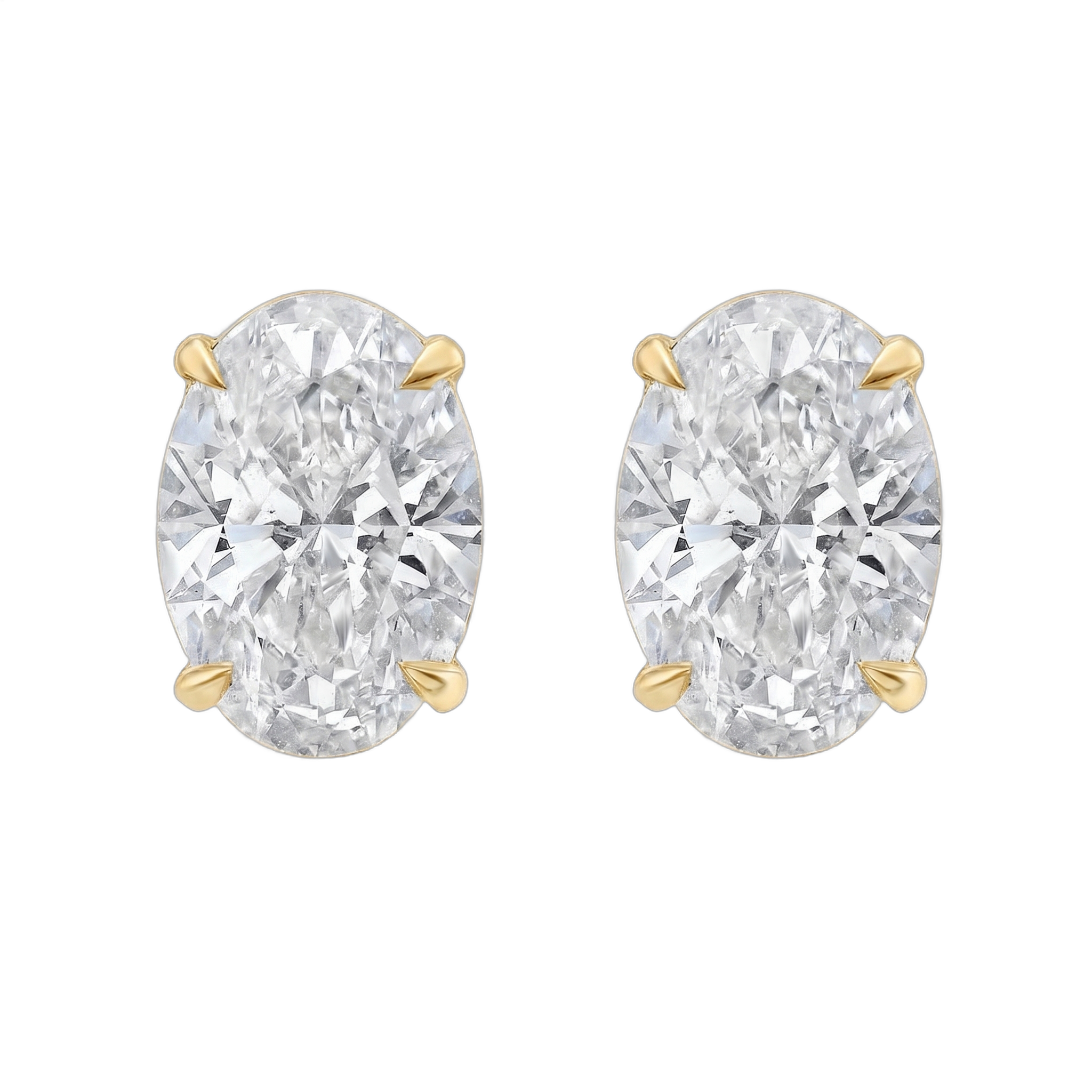 Yellow Gold Oval Diamond Studs