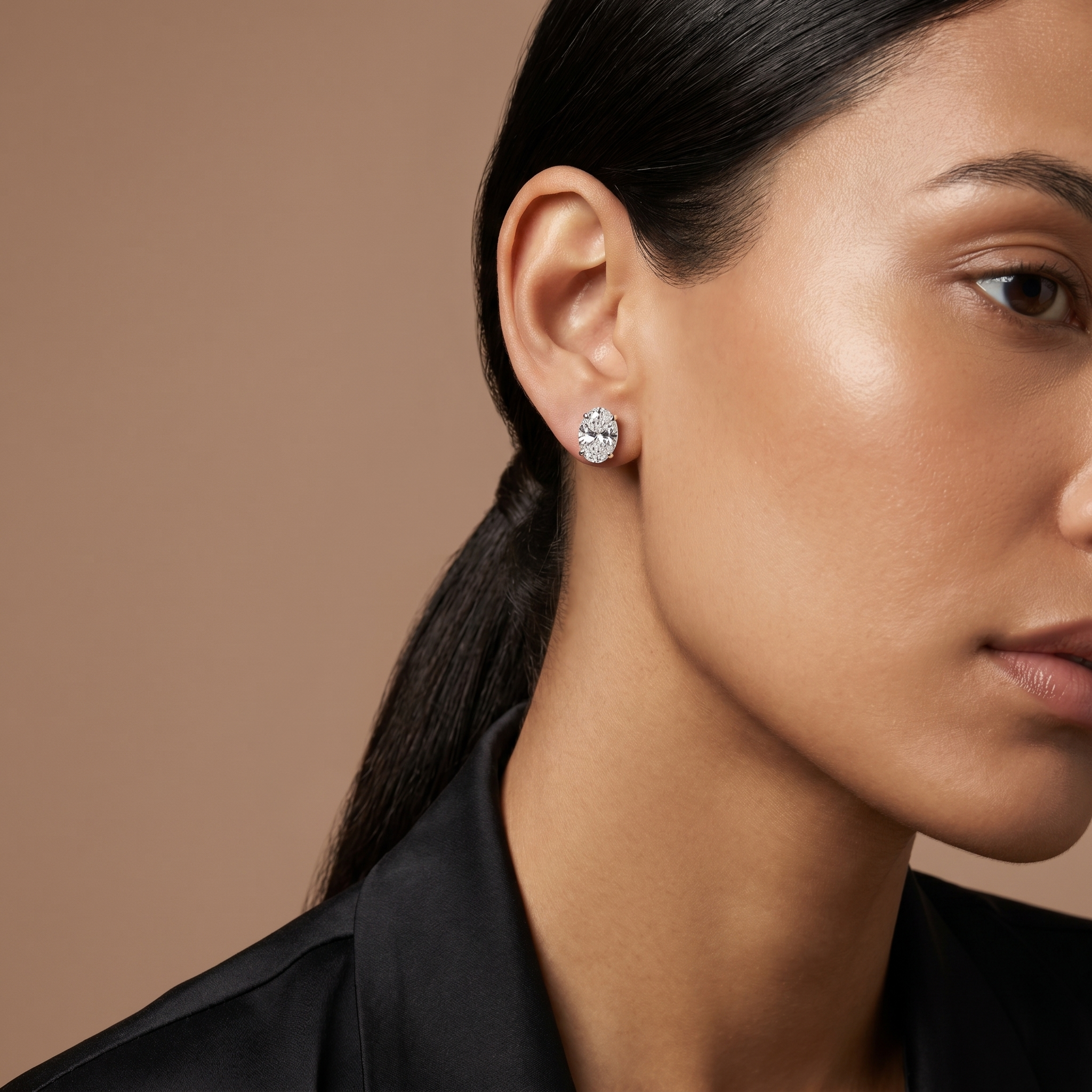 Oval Diamond Stud Earrings