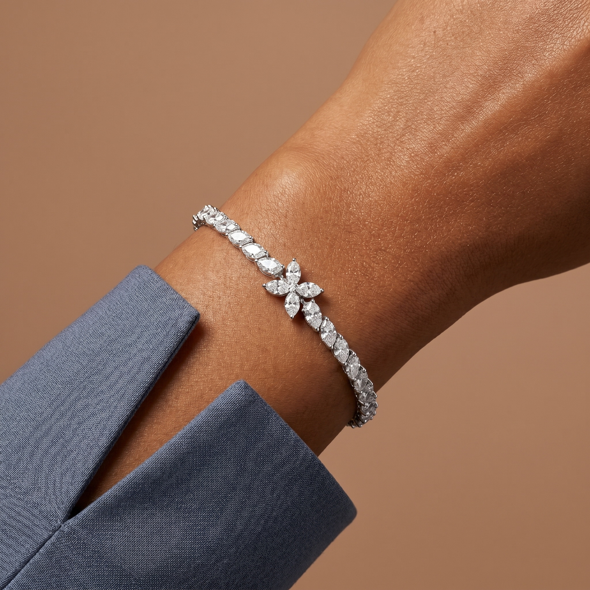 Marquise Flower Tennis Bracelet