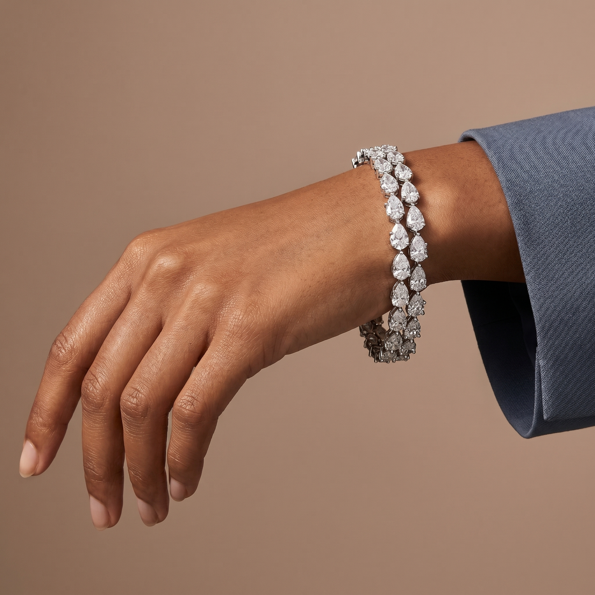 Double Row Pear Diamond Bracelet