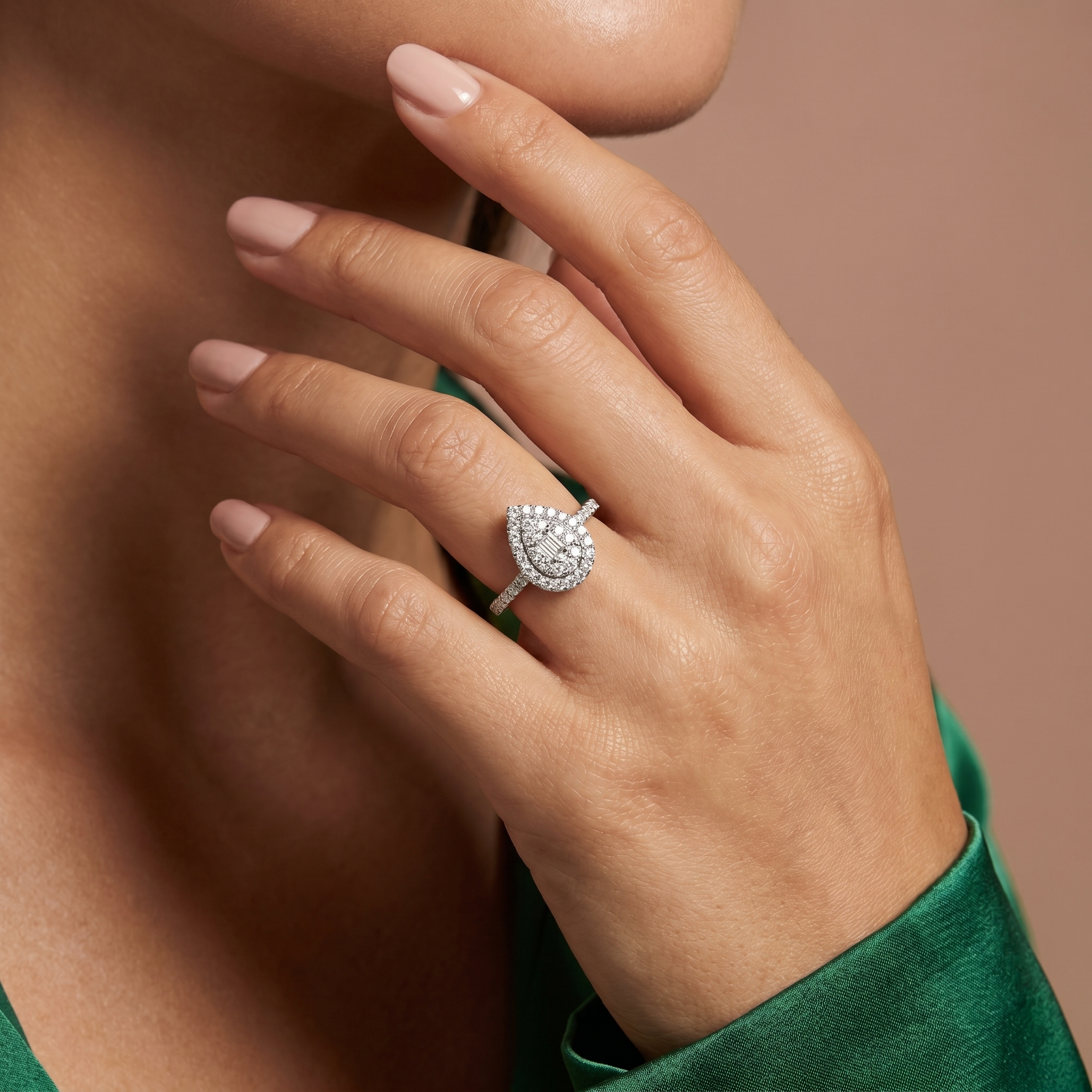 Pear Halo Diamond Engagement Ring