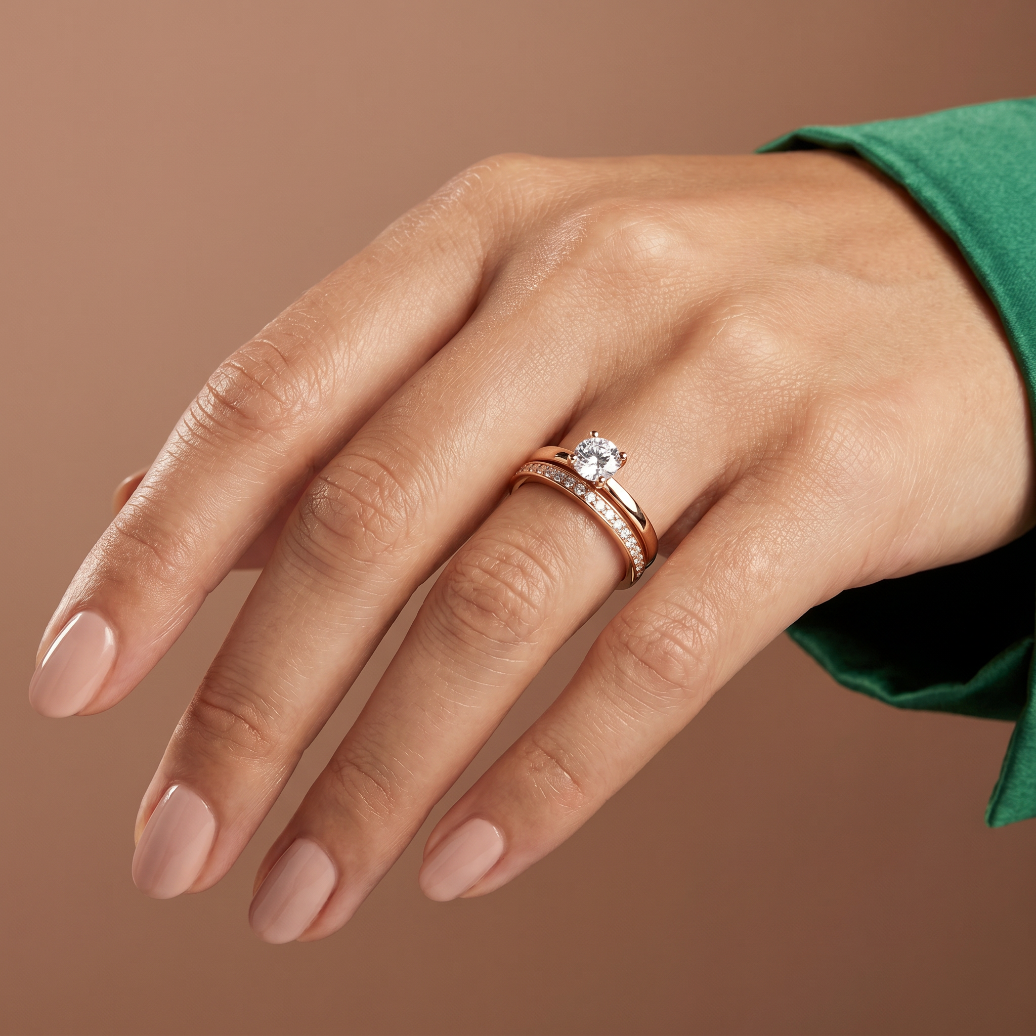 Rose Gold Bridal Ring Set