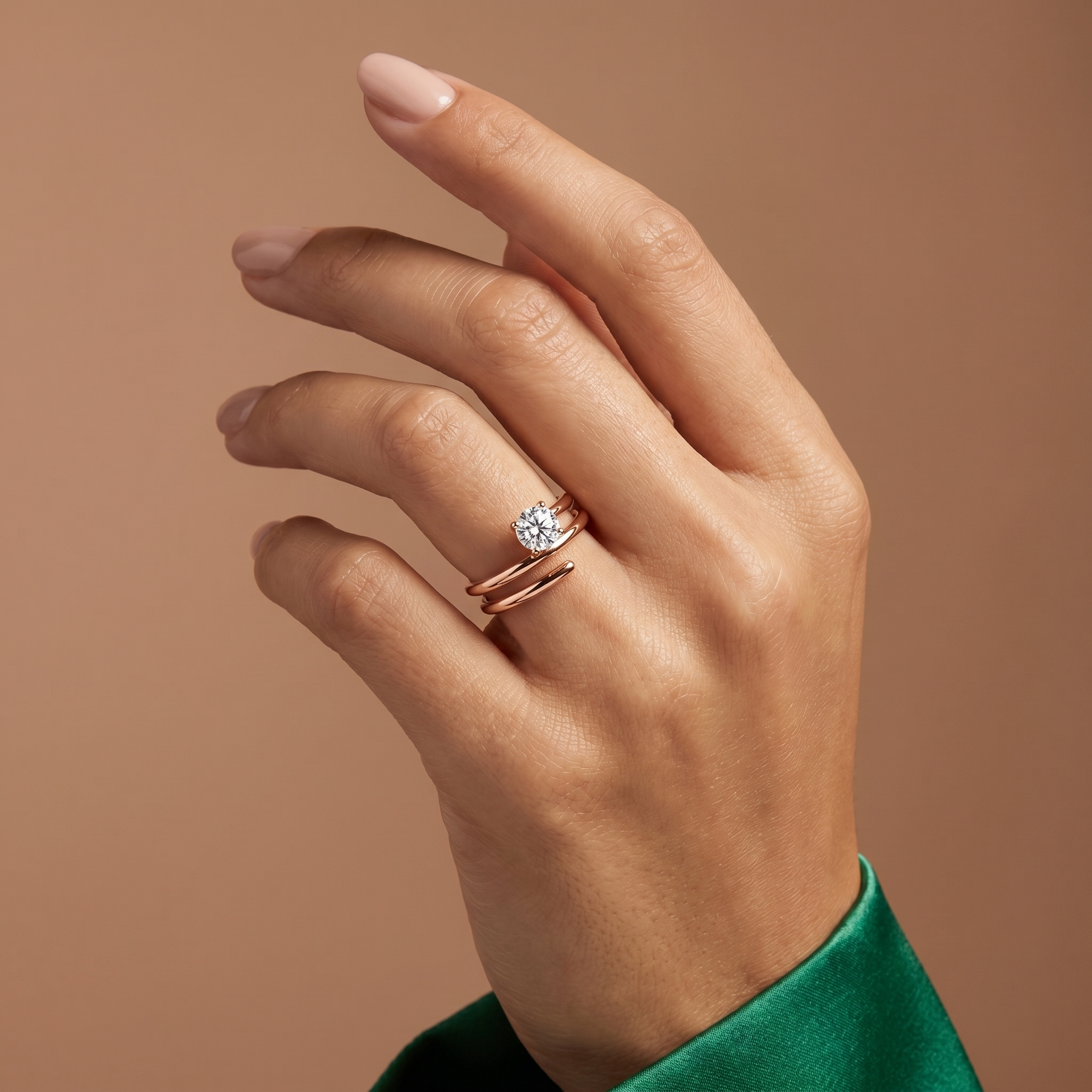 Rose Gold Spiral Solitaire Ring