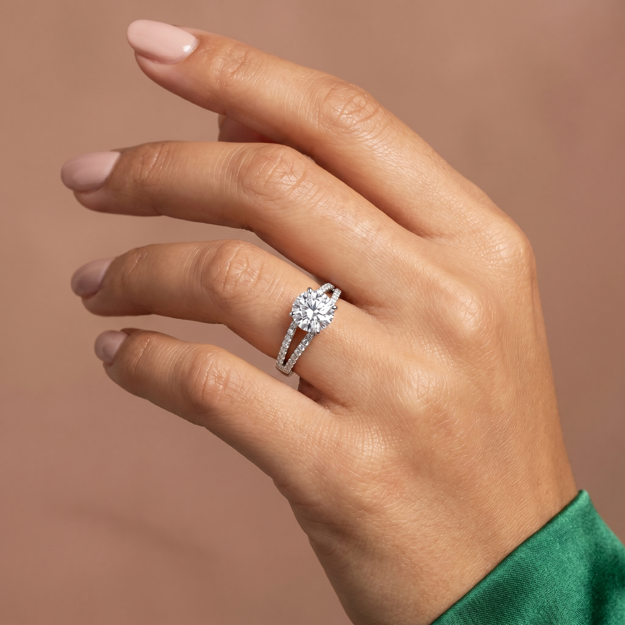 Diamond Split Shank Engagement Ring