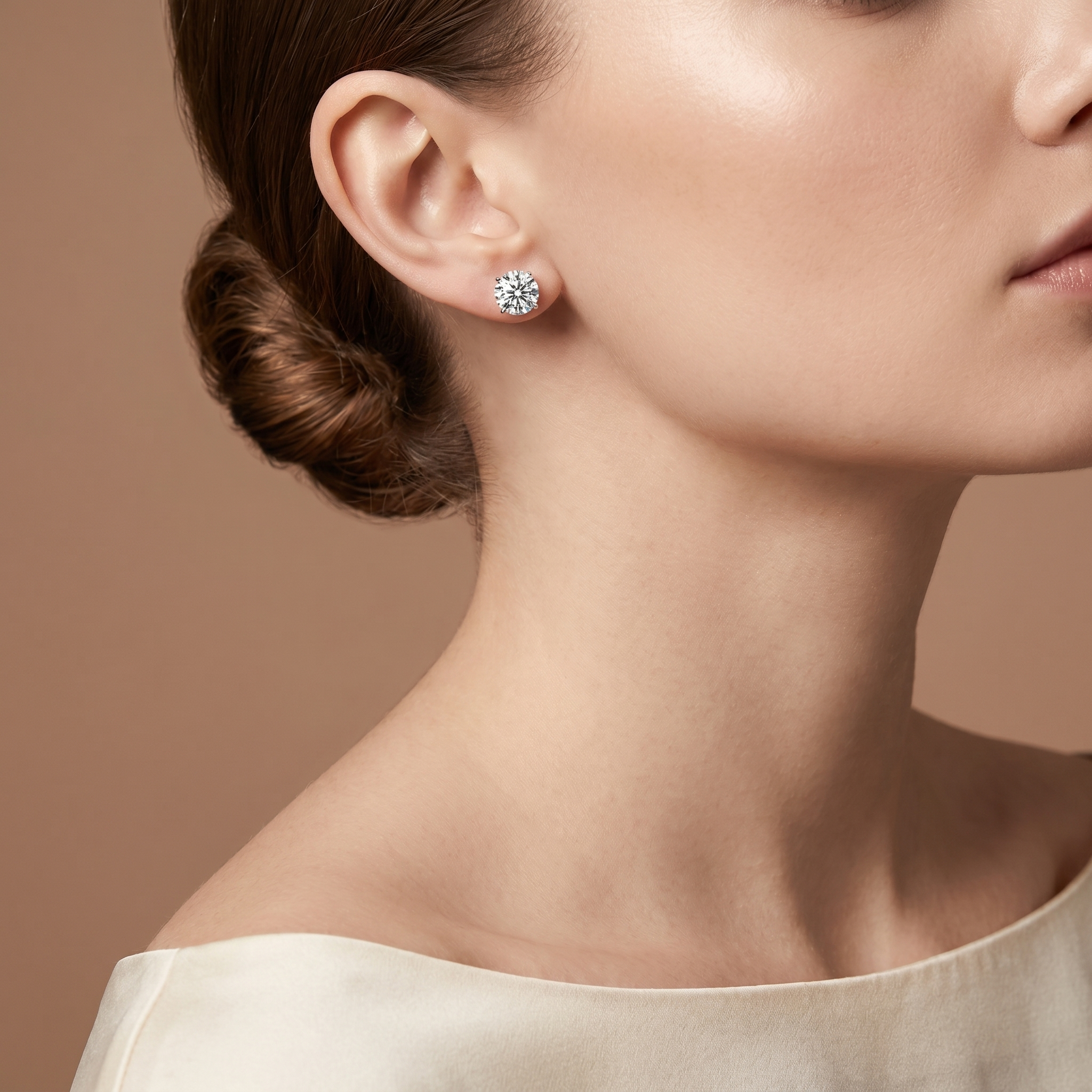 Round Diamond Solitaire Studs