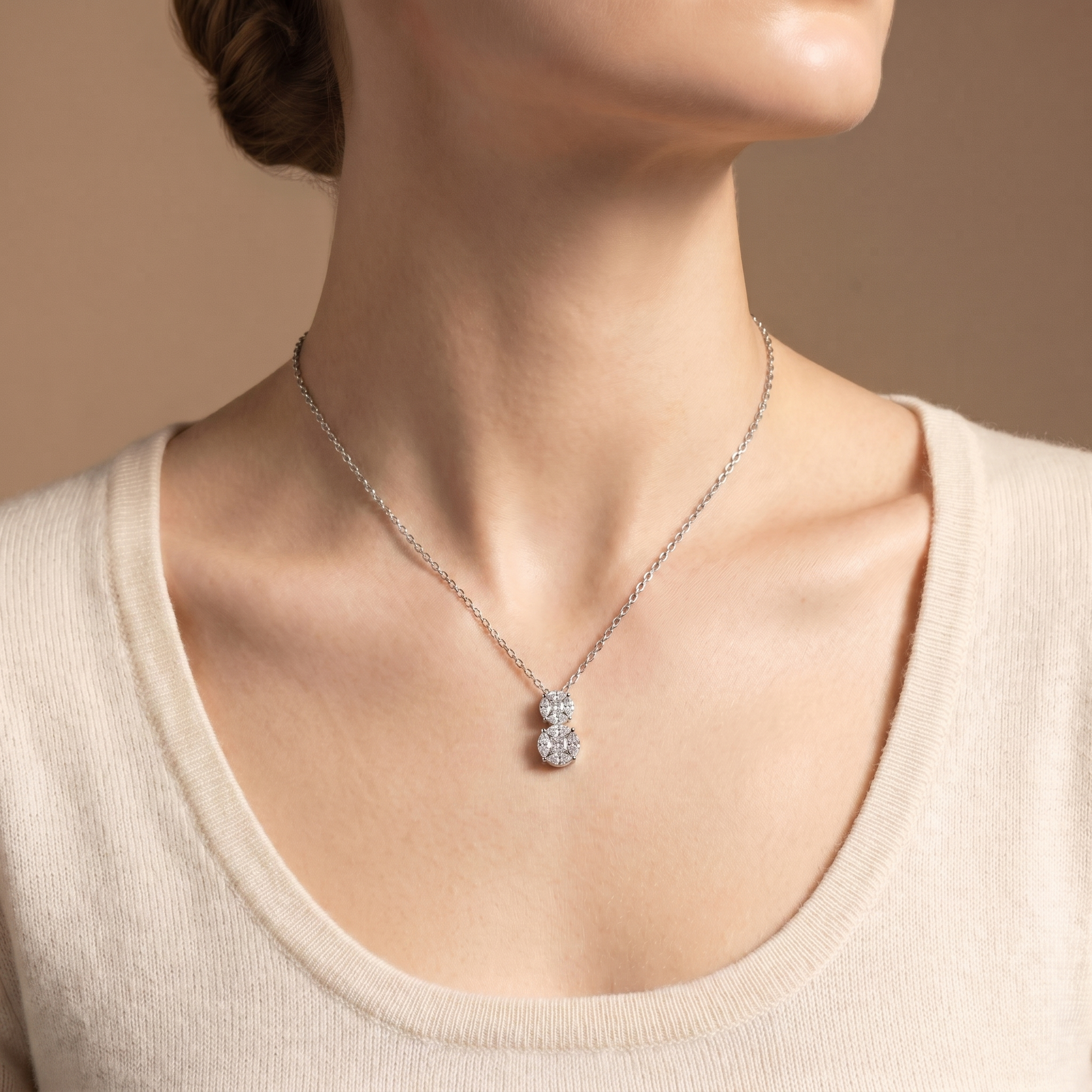 Cushion & Marquise Cluster Drop Pendant