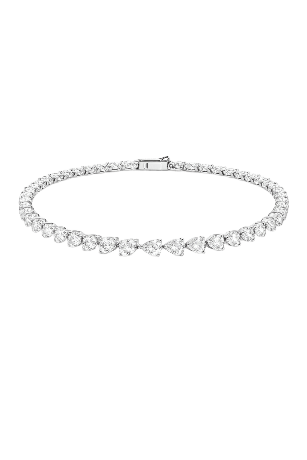 Silver Mixed Cut Diamond Tennis Bracelet