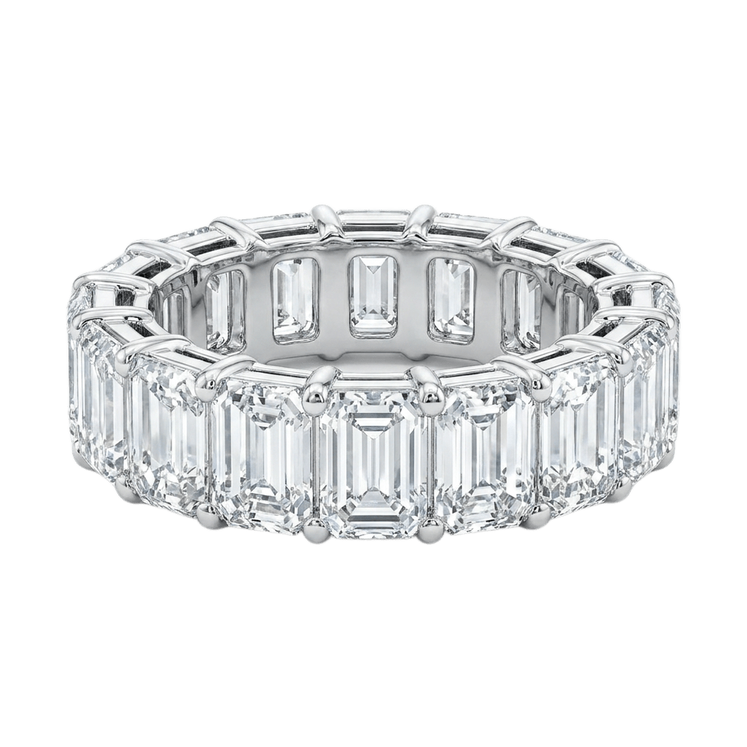 White Gold Emerald Cut Diamond Eternity Band Ring