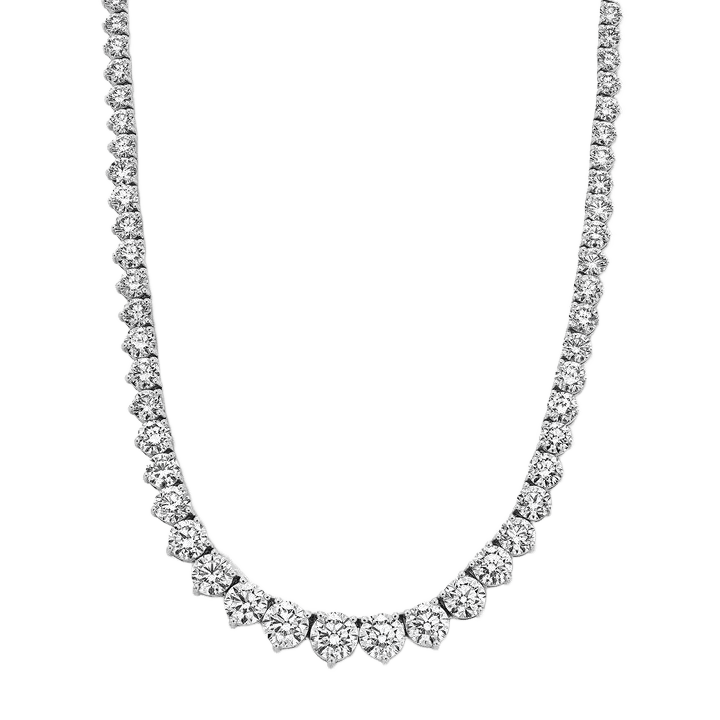 White Gold Graduated Round Diamond Riviera Necklace
