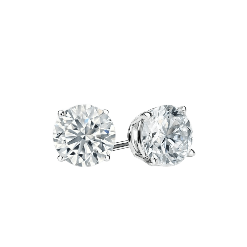 White Gold Round Brilliant Diamond Solitaire Stud Earrings