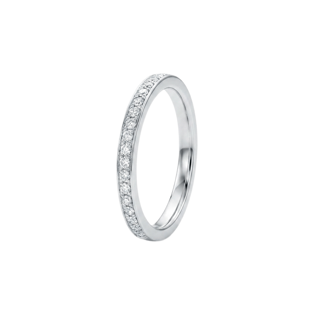 White Gold Round Diamond Pave Eternity Wedding Band