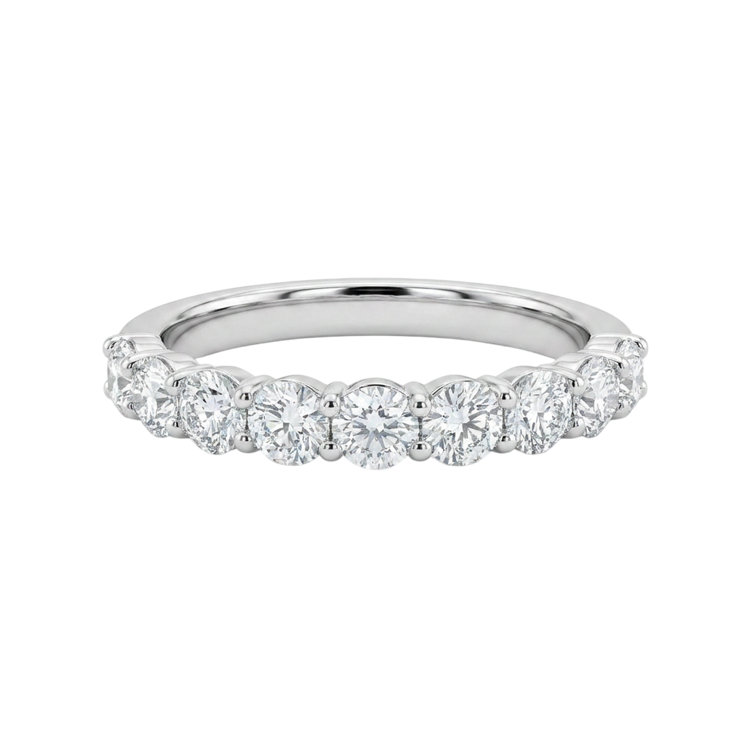 White Gold Seven Stone Round Diamond Wedding Band