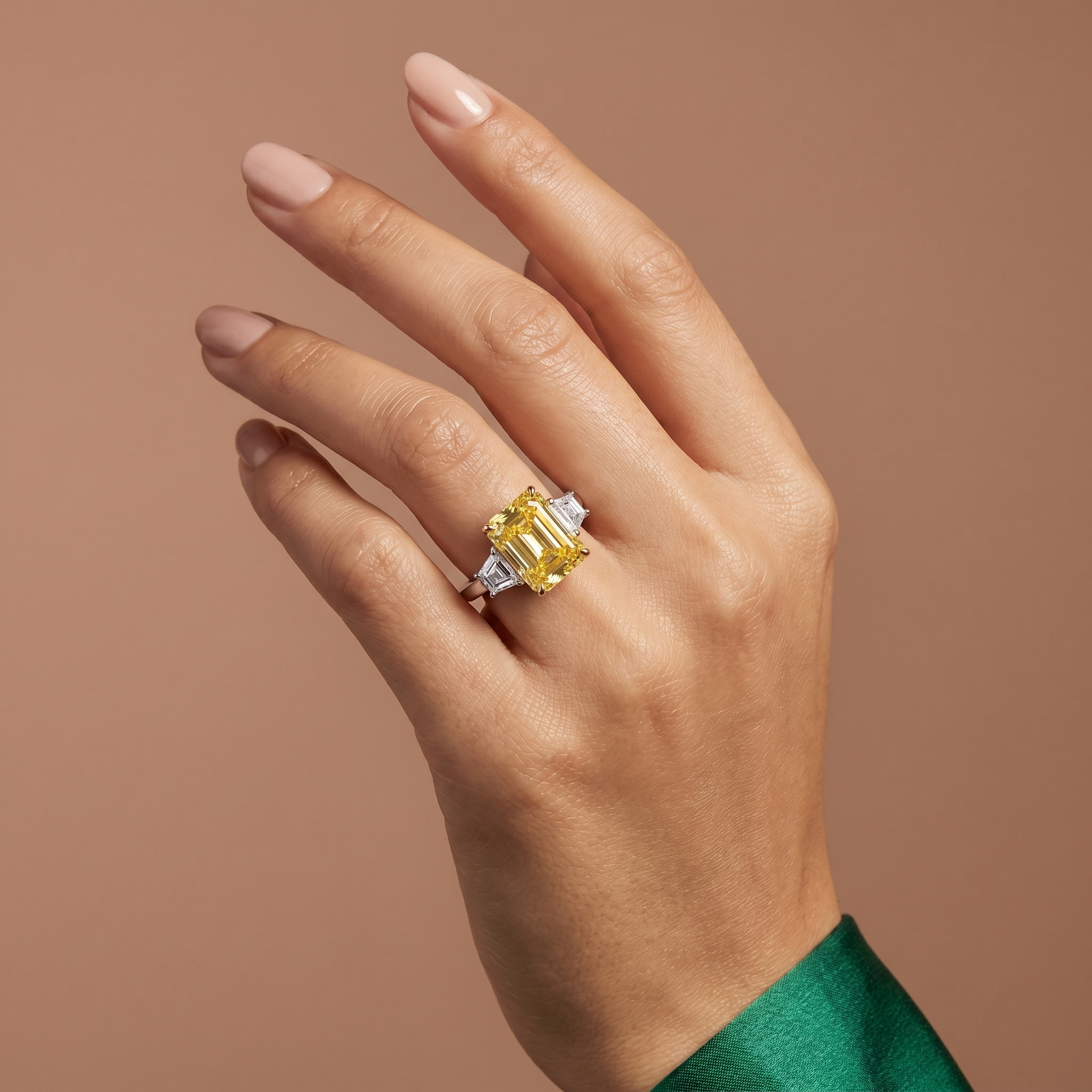 Yellow Diamond Three Stone Ring
